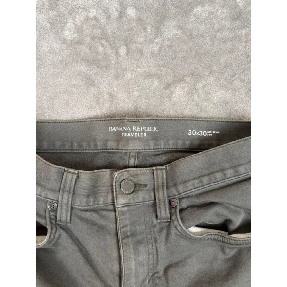 Banana Republic Traveler Pants Men’s 30x30 Green Skinny Fit Stretch Casual
